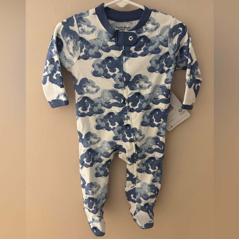 Burt's Bees Baby Blue Cloud One Piece-0-3 months
